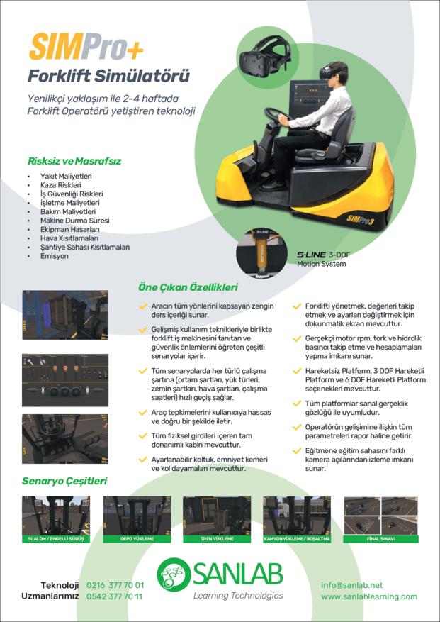 Forklift simülatörü içeriğini anlatan broşür