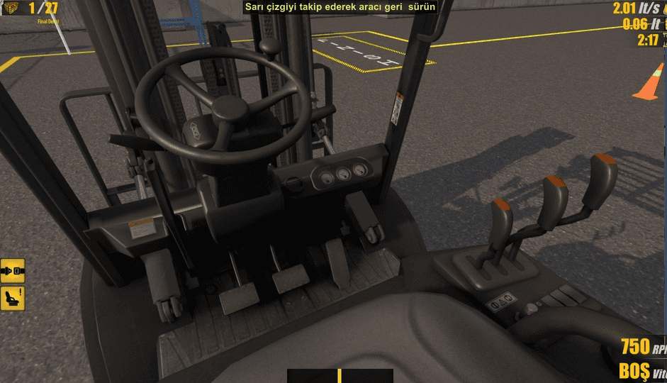 Forklift kabinini gösteren simülasyon içerisinden görsel