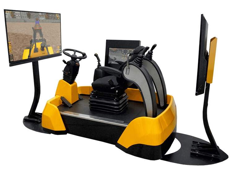 Backhoe loader simulator visual with all its equipment