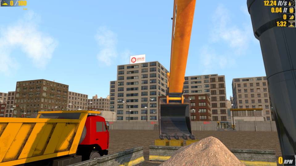 Bucket picture from the excavator simulator