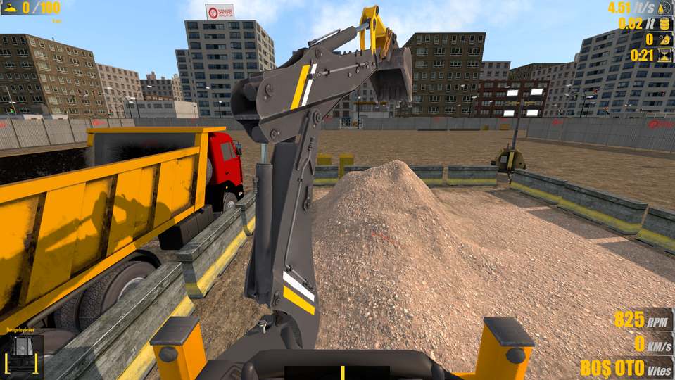 Visual while making a dig in the excavator simulation