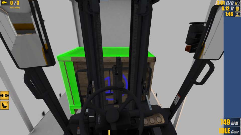 Visual while loading in reach truck simulation