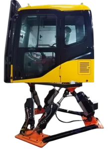 Gerçekçi 6DOF simülatör kabinimiz, elektromekanik pistonlu bir platform üzerinde yer almakta olup, kullanıcıya iş makinesi deneyimi yaşatacak dinamik hareket kabiliyetine sahiptir.